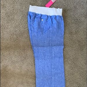 NWT Lilly Pulitzer Blue and White Linen Beach Palazzo